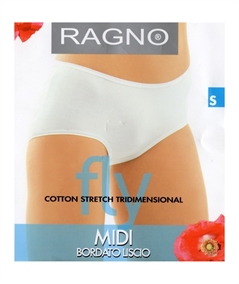 Ragno - Slip Midi cotone elasticizzato tridimensionale 07180S - Bianco