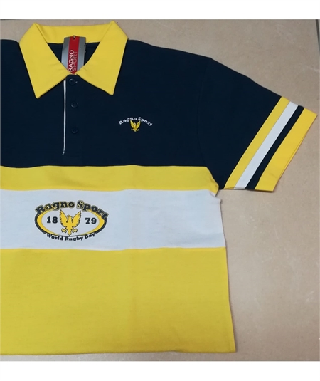 Pigiama Ragno a polo in puro cotone Piquet  pantalone lungo, manica corta. N64493
