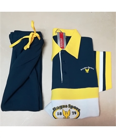 Pigiama Ragno a polo in puro cotone Piquet  pantalone lungo, manica corta. N64493