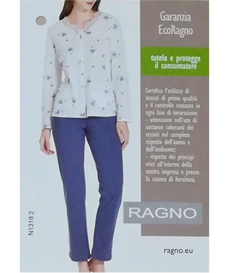Pigiama Ragno aperto a fantasia in puro cotone N13192
