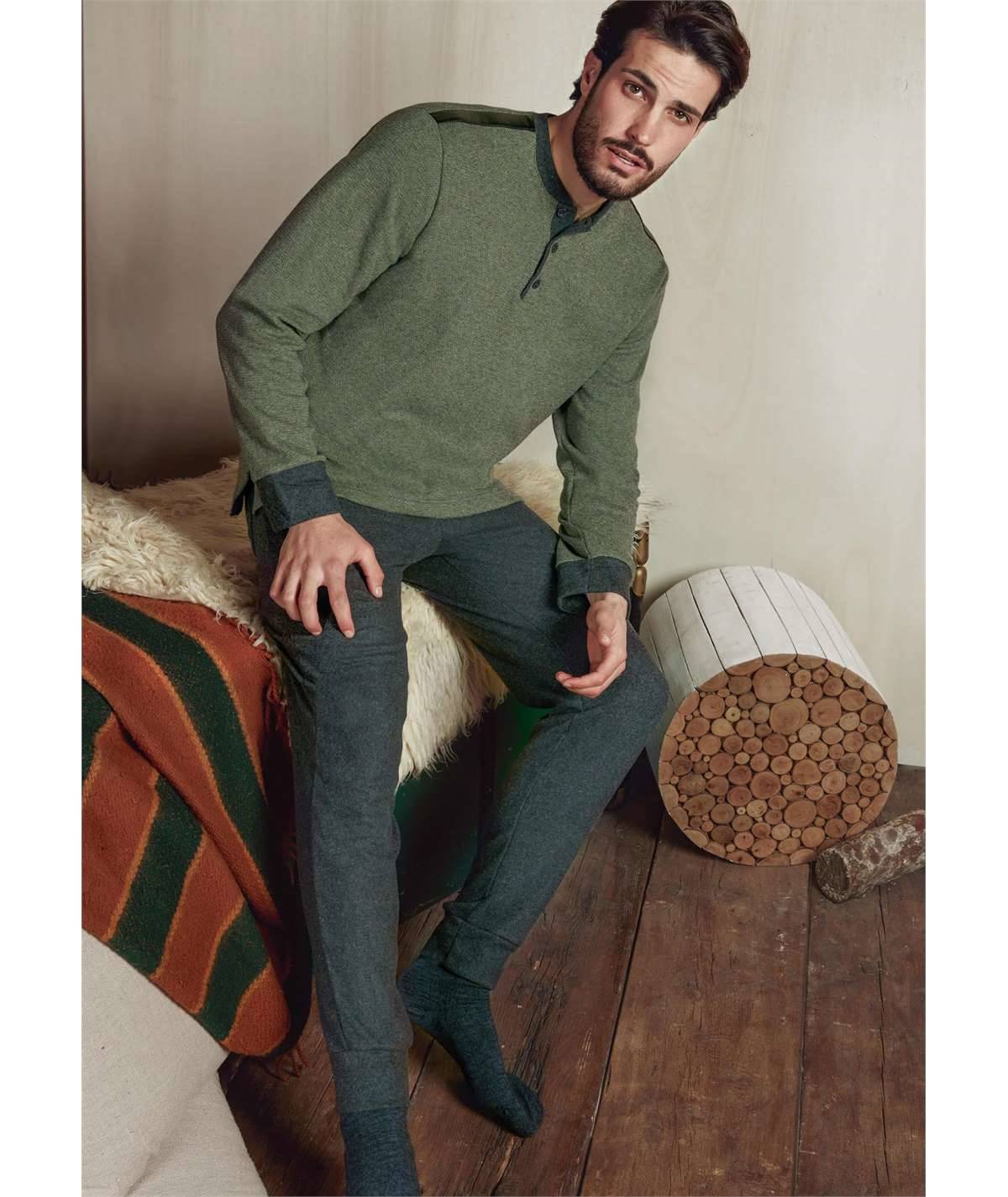 Pigiama uomo Q.bò collo serafino tessuto Jacquard (Punto Milano) Art. 3952 -GA