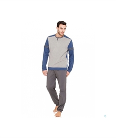 Pigiama uomo Ragno girocollo a serafino bicolore in caldo cotone interlock Art. N26121