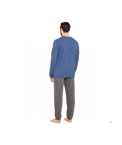 Pigiama uomo Ragno girocollo a serafino bicolore in caldo cotone interlock Art. N26121