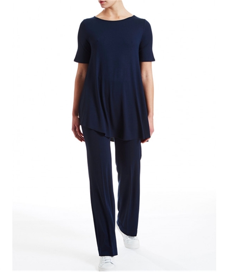 Ragno D987PE - Pantalone in Viscosa crêpe a gamba dritta. Colore: Bleu 078
