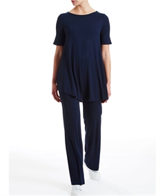 Ragno D987PE - Pantalone in Viscosa crêpe a gamba dritta. Colore: Bleu 078