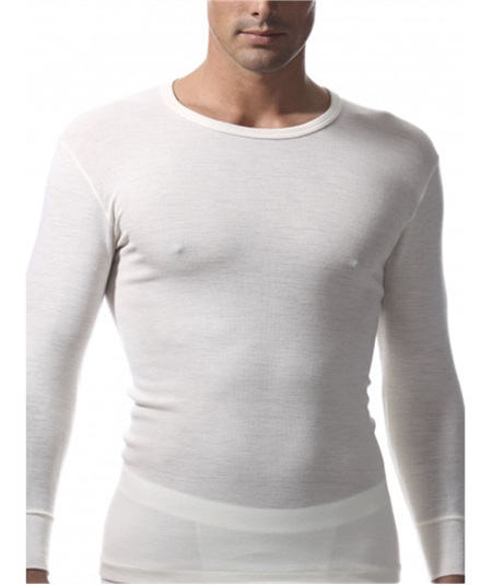 Ragno - Maglia intima uomo manica lunga in pura lana merino extrafine. Art 060039 - Bianco