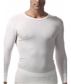 Ragno - Maglia intima uomo manica lunga in pura lana merino extrafine. Art 060039 - Bianco