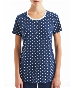 Pigiama donna Ragno manica corta, pantalone lungo in jersey di puro cotone. Art D887N8