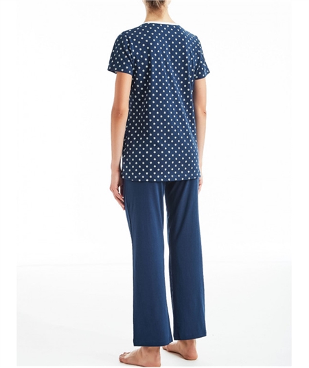 Pigiama donna Ragno manica corta, pantalone lungo in jersey di puro cotone. Art D887N8