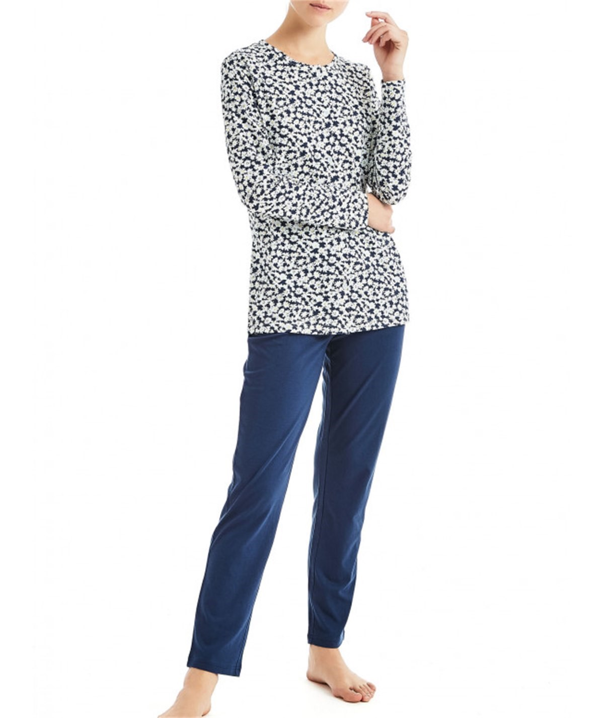 Pigiama donna Ragno girocollo tutto aperto con bottoni in jersey di puro cotone.Art D886N6