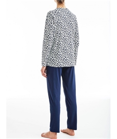Pigiama donna Ragno lungo girocollo serafino in jersey di puro cotone. Art D886N1