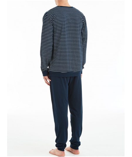 Pigiama Ragno uomo scollo a v lungo in jersey di puro cotone. Art u352N2