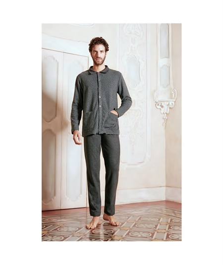Pigiama uomo Q.bòcon colletto tutto aperto in tessuto Jacquard. (Punto Milano) Art. 4761 - GS