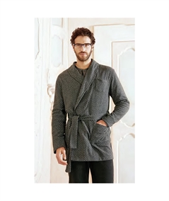 Vestaglia uomo corta Q.bò sciallata in morbido tessuto Jacquard (Punto Milano). Art. 4763 - GS