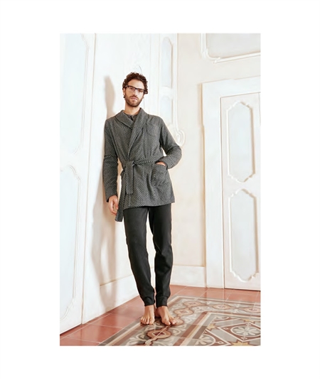 Vestaglia uomo corta Q.bò sciallata in morbido tessuto Jacquard (Punto Milano). Art. 4763 - GS