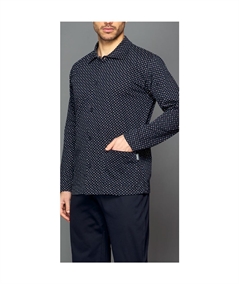 Pigiama uomo Jamas, aperto, giacca microfantasia, pantalone tinta unita in puro cotone invernale. Art. IJ 9055
