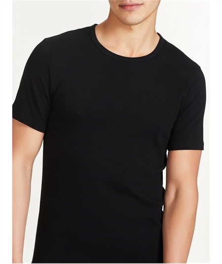 Ragno - Maglia uomo girocollo manica corta in caldo cotone invernale biologico. Art. 604477 Nero