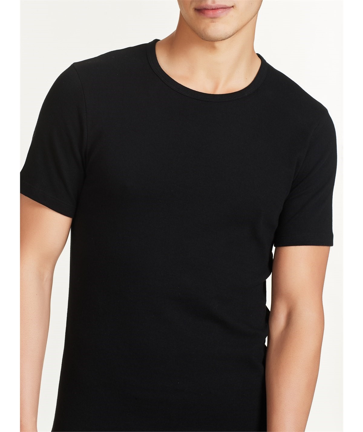 Ragno - Maglia uomo girocollo manica corta in caldo cotone invernale biologico. Art. 604477 Nero