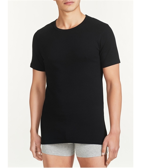 Ragno - Maglia uomo girocollo manica corta in caldo cotone invernale biologico. Art. 604477 Nero