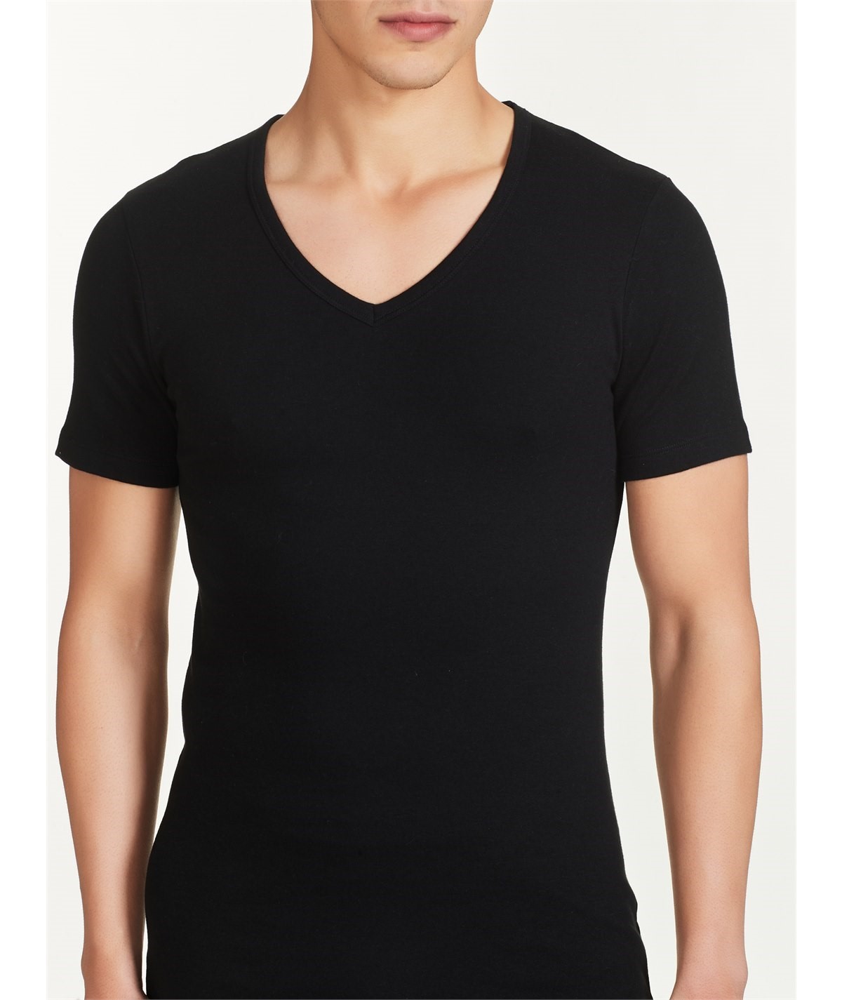 Ragno - Maglia uomo Scollo V manica corta in caldo cotone invernale biologico. Art. 604477 Nero