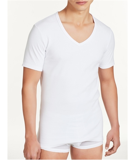 Ragno - Maglia uomo Scollo V manica corta in caldo cotone invernale biologico. Art. 604477 Bianco