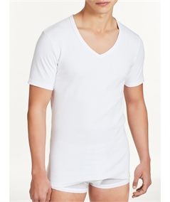 Ragno - Maglia uomo Scollo V manica corta in caldo cotone invernale biologico. Art. 604477 Bianco