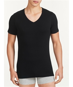 Ragno - Maglia uomo Scollo V manica corta in caldo cotone invernale biologico. Art. 604477 Nero