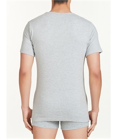 Ragno - Maglia uomo Scollo V manica corta in caldo cotone invernale biologico. Art. 604477 Grigio Melange