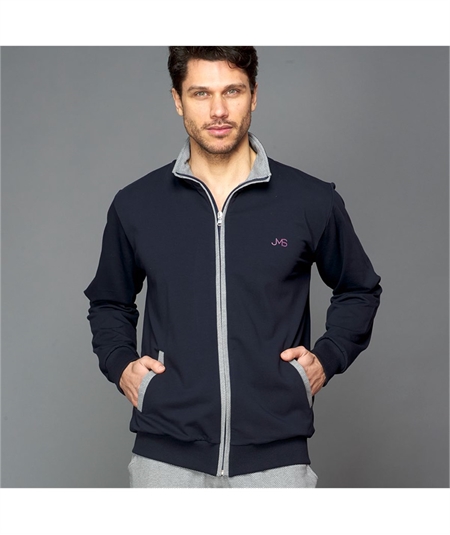 Jamas - Tuta uomo full zip in cotone felpato. Art. IJ9068 - Blu