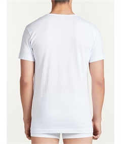 Ragno - Maglia manica corta scollo V in puro cotone. Art 601418. Bianco