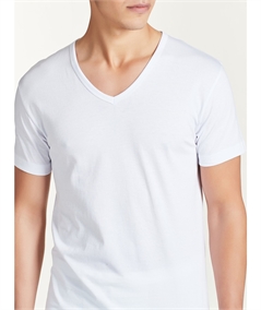 Ragno - Maglia manica corta scollo V in puro cotone. Art 601418. Bianco