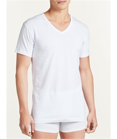 Ragno - Maglia manica corta scollo V in puro cotone. Art 601418. Bianco