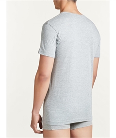 Ragno - Maglia manica corta scollo V in cotone e viascosa. Art 601418, Grigio Melange