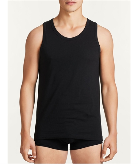 Ragno - Canottiera Spalla Larga  in Jersey di puro Cotone 601412. Nero