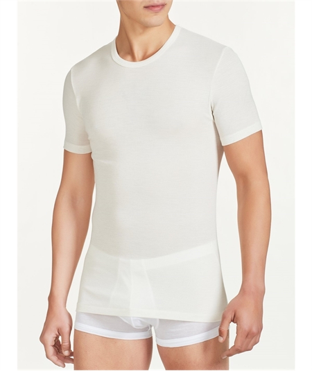 Ragno - Maglia intima uomo manica corta in lana merino e seta (WOOLSILK) Art. 601597 - Bianco lana Ragno - Maglia intima uomo manica corta in lana merino e seta (WOOLSILK) Art. 601597 - Bianco lana