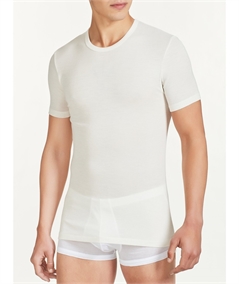 Ragno - Maglia intima uomo manica corta in lana merino e seta (WOOLSILK) Art. 601597 - Bianco lana