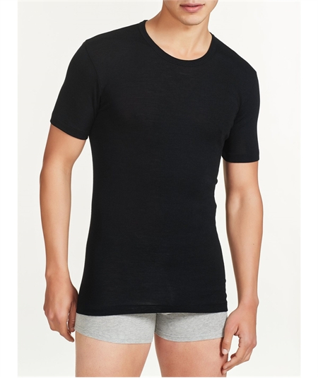 Ragno - Maglia intima uomo manica corta in lana merino e seta (WOOLSILK) Art. 601597 - Nero