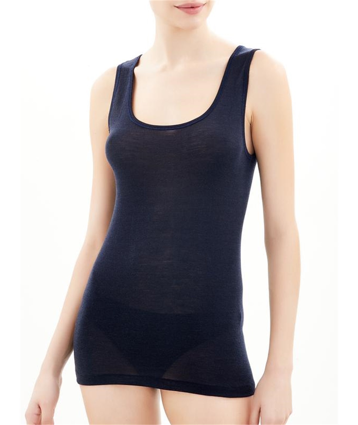 Ragno - Canotta donna spalla larga Wonderwool lana merino extrafine. Art. 706292 - Blu