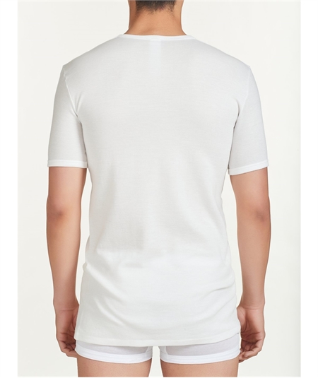 Ragno - Maglia intima uomo manica corta in lana merino e cotone. Art. 065457 - Bianco