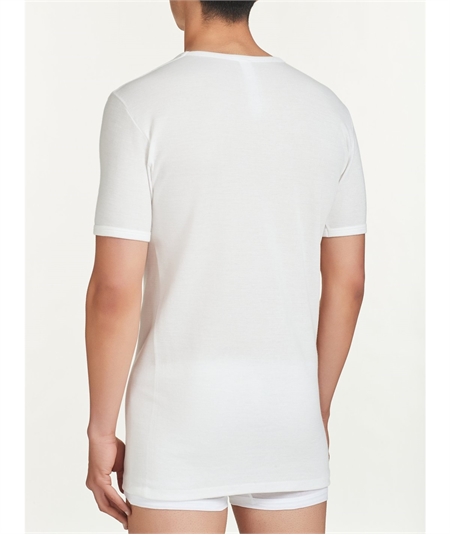Ragno - Maglia intima uomo manica corta in lana merino e cotone scollo a punta. Art. 065458 - Bianco Ragno - Maglia intima uomo manica corta in lana merino e cotone scollo a punta. Art. 065458 - Bianco