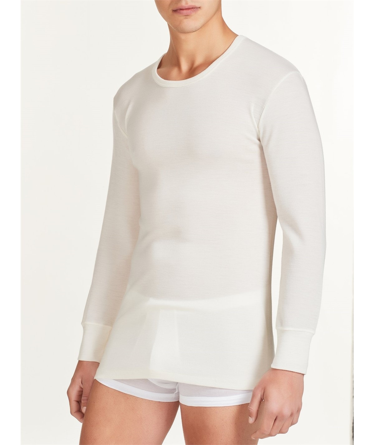 Ragno - Maglia intima uomo manica lunga in pura lana merino extrafine. Art 060039 - Bianco