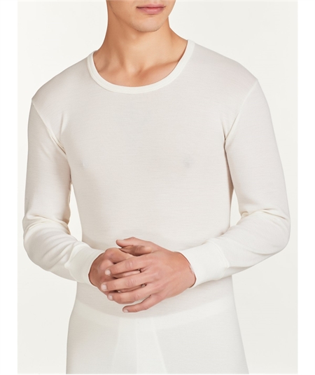 Ragno - Maglia intima uomo manica lunga in pura lana merino extrafine. Art 060039 - Bianco