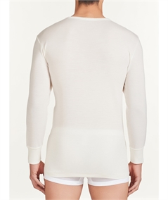 Ragno - Maglia intima uomo manica lunga in pura lana merino extrafine. Art 060039 - Bianco