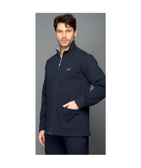 Jamas - Giacca camera con zip in caldo cotone felpato. Art Foster - Blu