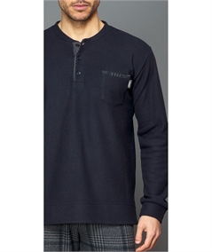 Jamas - Pigiama giocollo serafino in morbido e caldo cotone Punto Milano. Art IJ 9085 Fantasia Blu