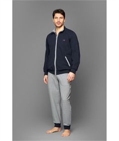 Jamas - Tuta uomo full zip in cotone felpato. Art. IJ9068 - Blu