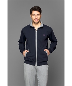 Jamas - Tuta uomo full zip in cotone felpato. Art. IJ9068 - Blu