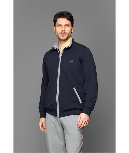 Jamas - Tuta uomo full zip in cotone felpato. Art. IJ9068 - Blu