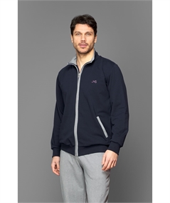 Jamas - Tuta uomo full zip in cotone felpato. Art. IJ9068 - Blu