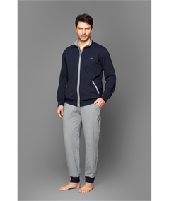 Jamas - Tuta uomo full zip in cotone felpato. Art. IJ9068 - Blu